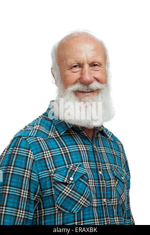 old man with a long beard on a white background Stock Photo