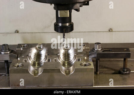 CNC lathe processing Stock Photo