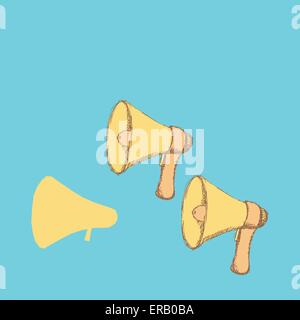 Sketch loudspeaker in vintage style, vector seamless pattern Stock Vector