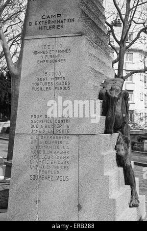 Memorial to Jews that died in Mauthausen-Gusen concentration camp Pere Lachaise cemetery Paris France Europe Stock Photo