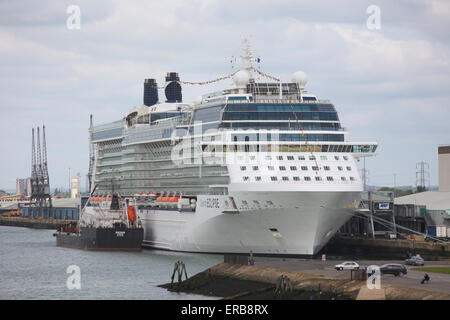 Celebrity Eclipse in the port of Southampton. Aerial photos Stock Photo