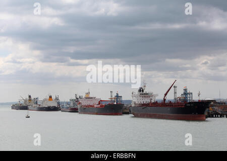 Oil Tankers lined up at Fawley Refinery (l-r) Antarctic, Captain John, Northern Ocean, Sextans and Nordic Amy