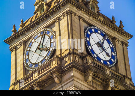 Close up of the heritage listed GPO old Post office building clocktower, corner of Bourke Street and Elizabeth Street Melbourne Stock Photo