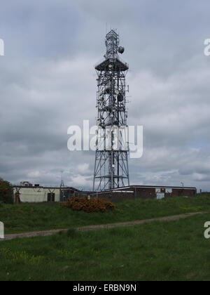 Butser Hill radio mast Stock Photo