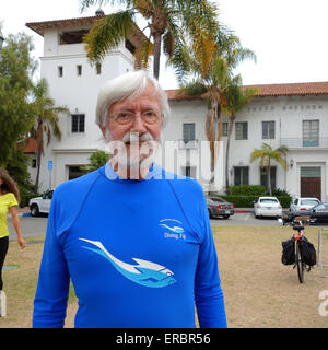 Santa Barbara, California, USA. 31st May, 2015. Jean-Michel Cousteau speaks at an oil spill protest in response to the crude oil pipeline leak at Refugio State Beach along the Gaviota coastline. Credit: Lisa Werner/Alamy Live News Stock Photo