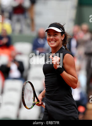 Ana Ivanovic of Serbia reacts after she scores against Elena Dementieva of  Russia during the quarter final of the Dubai Duty Free Women's Tennis Open  2008 in Dubai, United Arab Emirates,Thursday Feb.