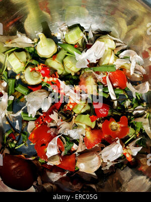 organic garbage, remains of vegetables and green Stock Photo