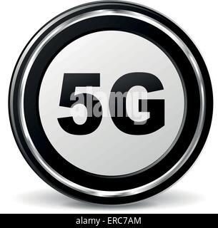 Vector illustration of black and chrome 5g icon Stock Vector