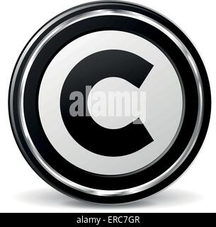 Vector illustration of black and chrome copyright  icon Stock Vector