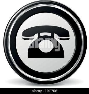 Vector illustration of black and chrome old phone icon Stock Vector