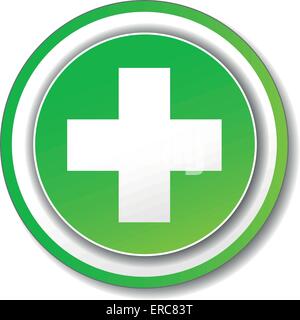 Vector green cross icon on white background Stock Vector