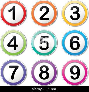 Vector illustration of colorful numbers set icon Stock Vector