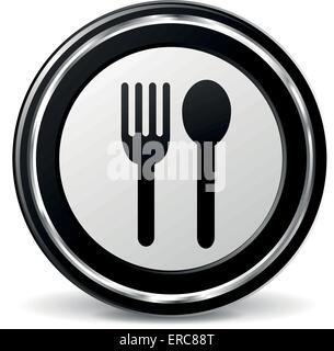 Vector illustration of black and chrome restaurant icon Stock Vector