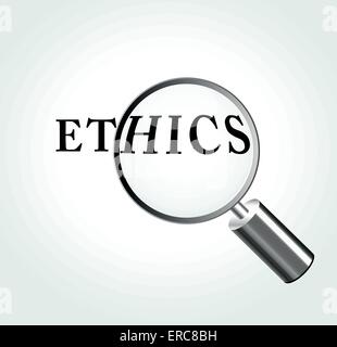Vector illustration of ethics concept with magnifying Stock Vector