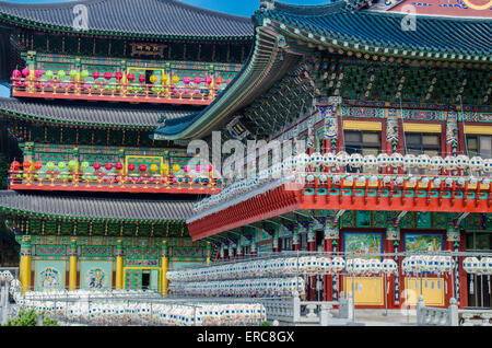 Samgwangsa, Busan is the largest Yeun Deung Hoe Lotus lantern festival in South Korea. Big temples and many lanterns Stock Photo