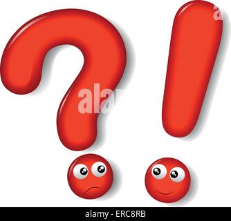 Vector illustration of red exclamation and interrogation sign Stock Vector