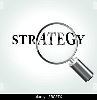 Vector illustration of strategy concept with magnifying Stock Vector