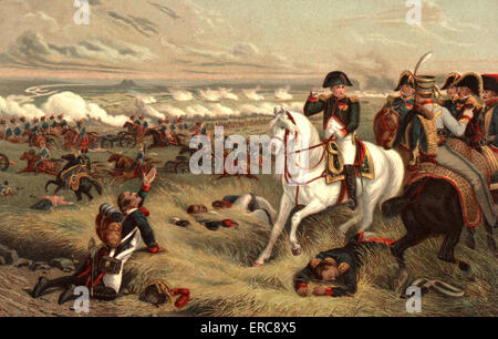 JULY 5 1809 NAPOLEON ON WHITE HORSE AT THE BATTLE OF WAGRAM A CRUCIAL FRENCH VICTORY AGAINST BRITISH AUSTRIAN FORCES Stock Photo