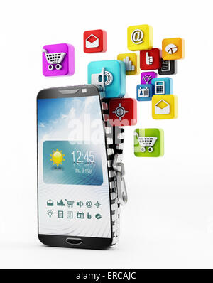 Applications downloading in smartphone Stock Photo