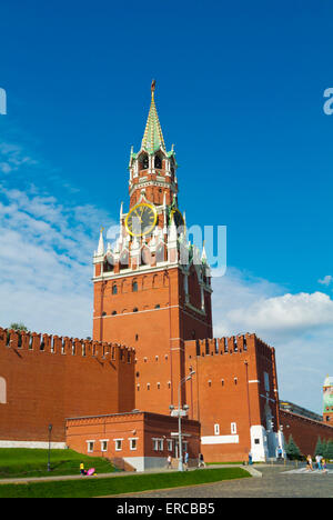 Spasskaya, the Saviours Tower, Kremlin, seen from Red Square, Moscow, Russia, Europe Stock Photo