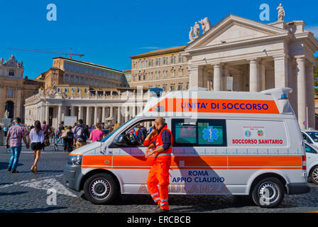Ambulance, Piazza Pio XII square, just outside the Vatican, Borgo district, Rome, Italy