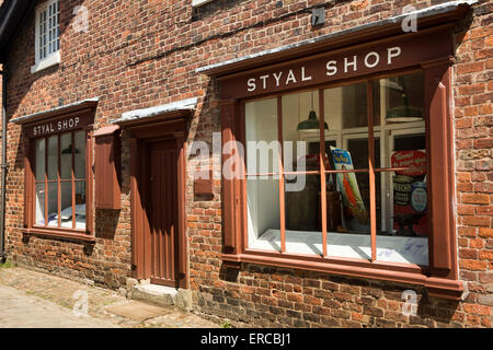 UK, England, Cheshire, Styal, Oak Cottages shop, originally using truck system, then co-operative village store Stock Photo