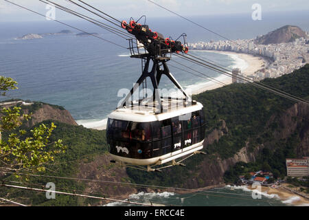 Cable car and Sugar Loaf Mountain, Rio de Janeiro, Brazil South America Stock Photo