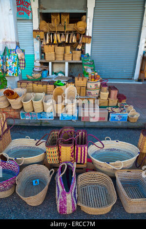 Straw bags and baskets, Marche Central, Central market, Casablanca,  Morocco, northern Africa Stock Photo