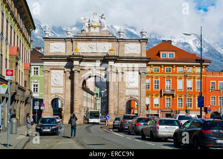 Triumphpforte, Triumphal Arch, Leopoldstrasse, Innsbruck, Inn Valley, Tyrol, Austria Stock Photo