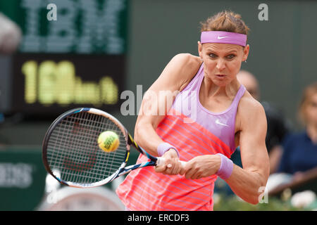 Paris, France. 1st June, 2015. Lucie Safarova of Czech Republic in action in a 4th round match against Maria Sharapova of Russian Federation on day nine of the 2015 French Open tennis tournament at Roland Garros in Paris, France. Safarova won 76 64. Credit:  Cal Sport Media/Alamy Live News Stock Photo