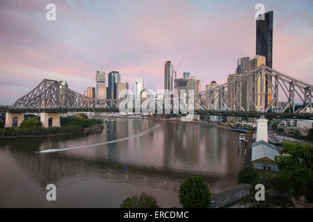 Brisbane, Queensland, Australia. Visible in the foreground is the Story Bridge spanning the Brisbane River. Stock Photo