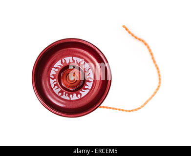 Red yoyo with twine isolated on the white background. Stock Photo