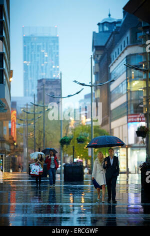 Manchester Cathedral Walk in the rain    UK Great Britain British United Kingdom Europe European island England English isle nor Stock Photo