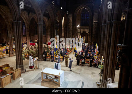 Manchester Cathedral service to mark the anniversary of VE Day (Victory in Europe Day), marking 70 years since the end of the Se Stock Photo