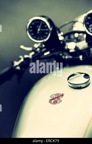 Vintage Velocette Venom Thruxton motorcycle abstract. Classic british bike. Vintage filter applied Stock Photo