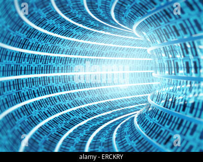 Binary code tunnel forming with 1 and 0's Stock Photo