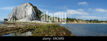 Whitecliff Bay beach near Bembridge on the Isle of Wight panoramic Stock Photo