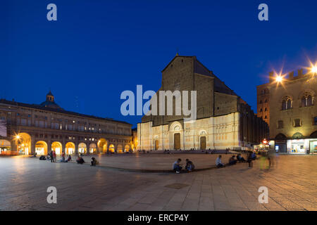 Basilica di San Petronio in the Piazza Maggiore, Bologna Italy. Stock Photo