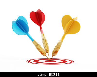 Success concept with three darts hit right on target Stock Photo