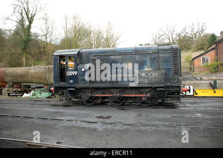 British Railways Class 11 shunter no. 12099 seem here at Bridgnorth on the Severn Valley line. Stock Photo