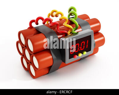 Dynamites with electronic timer set to one second Stock Photo