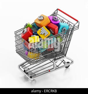 Smartphone applications in a shopping cart Stock Photo