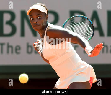 Paris, France. 1st June, 2015. SLOANE STEPHENS of USA reacts during her 4th round Women's Singles loss to S. Williams in the French Open tennis tournament at Roland Garros. © csm/Alamy Live News Stock Photo