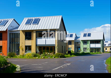 Houses in eco-village, Findhorn Foundation, Moray, Scotland UK Stock Photo