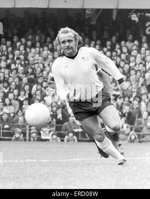 Derby County footballer Francis Lee in action against Ipswich Town during the League Division One match at the baseball Ground.  4th October 1975. Stock Photo
