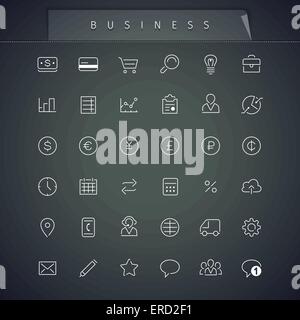 Business Thin Icons Set Stock Vector