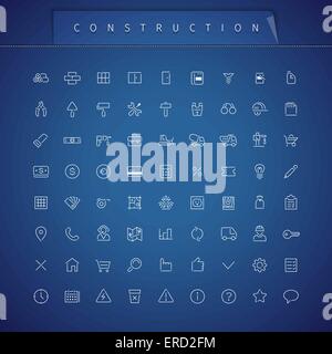 Construction Thin Icons Set Stock Vector