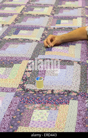 Eunice, Louisiana - A quilting demonstration at the National Park Service's Prairie Acadian Cultural Center. Stock Photo