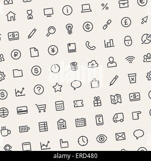 Light Seamless Business Background with Line Icons Stock Vector