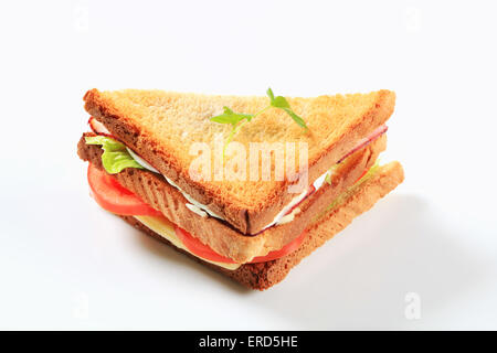 Ham and cheese double decker sandwich Stock Photo